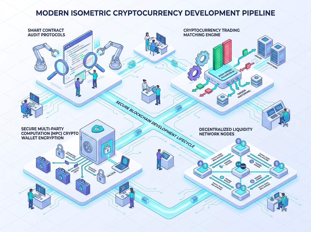 Cryptocurrency development pipeline and security audit architecture