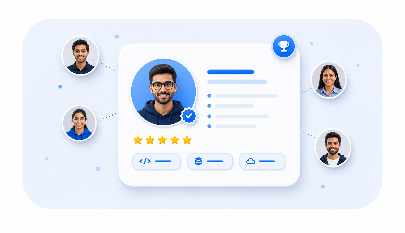 Software developer candidate matching and hiring profile