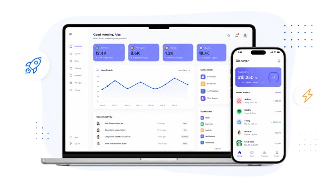 MVP analytics dashboard displayed on a laptop and mobile phone